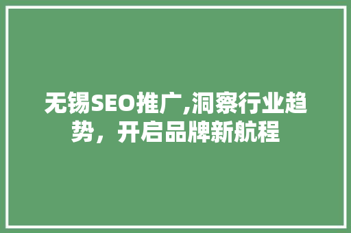 无锡SEO推广,洞察行业趋势，开启品牌新航程