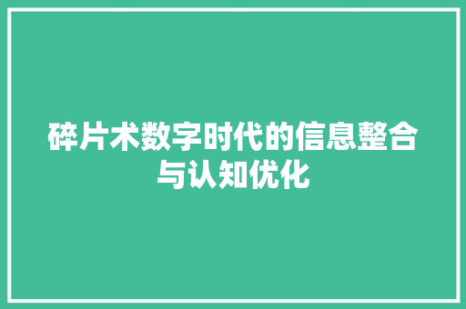 碎片术数字时代的信息整合与认知优化