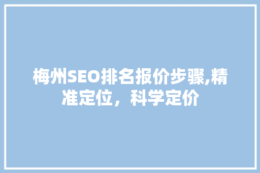梅州SEO排名报价步骤,精准定位，科学定价