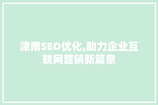 津南SEO优化,助力企业互联网营销新篇章