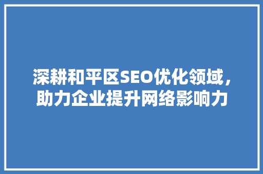 深耕和平区SEO优化领域，助力企业提升网络影响力