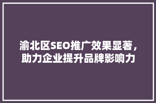 渝北区SEO推广效果显著，助力企业提升品牌影响力