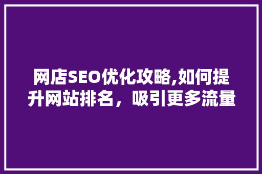 网店SEO优化攻略,如何提升网站排名，吸引更多流量