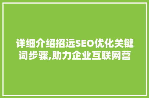 详细介绍招远SEO优化关键词步骤,助力企业互联网营销腾飞