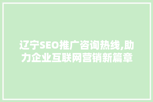 辽宁SEO推广咨询热线,助力企业互联网营销新篇章