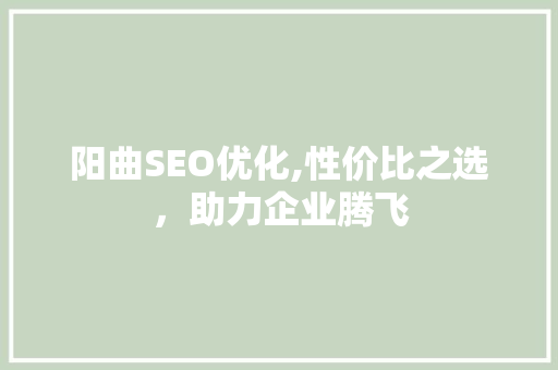 阳曲SEO优化,性价比之选，助力企业腾飞