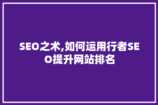 SEO之术,如何运用行者SEO提升网站排名