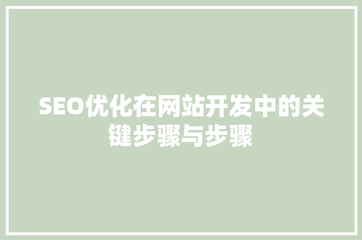 SEO优化在网站开发中的关键步骤与步骤