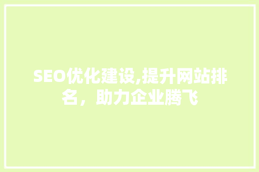 SEO优化建设,提升网站排名，助力企业腾飞