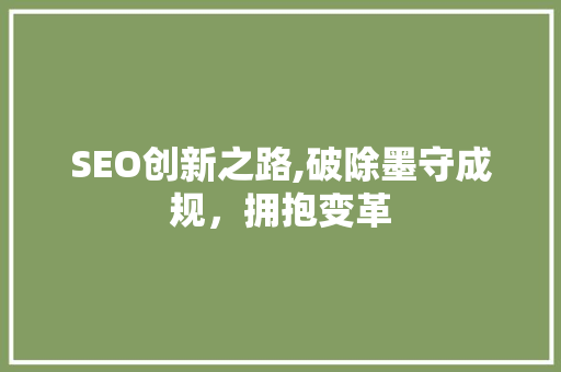 SEO创新之路,破除墨守成规，拥抱变革