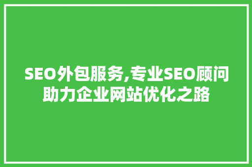 SEO外包服务,专业SEO顾问助力企业网站优化之路