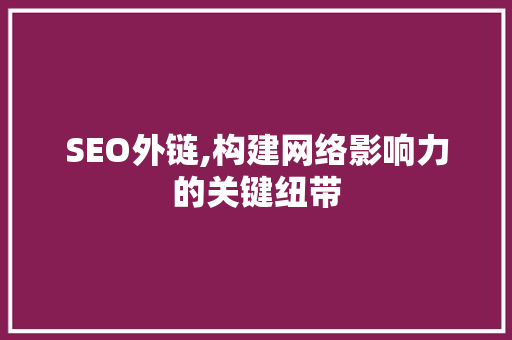 SEO外链,构建网络影响力的关键纽带