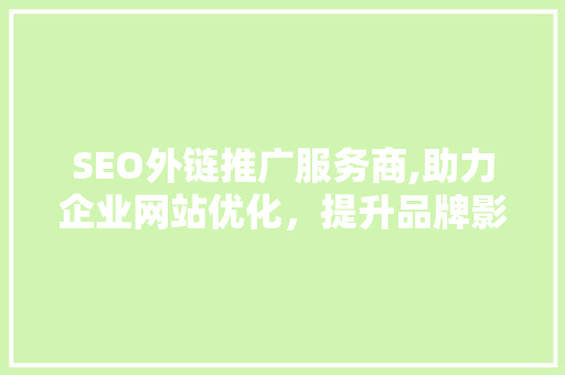 SEO外链推广服务商,助力企业网站优化，提升品牌影响力