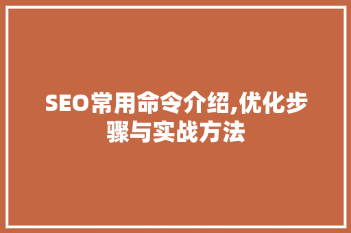SEO常用命令介绍,优化步骤与实战方法