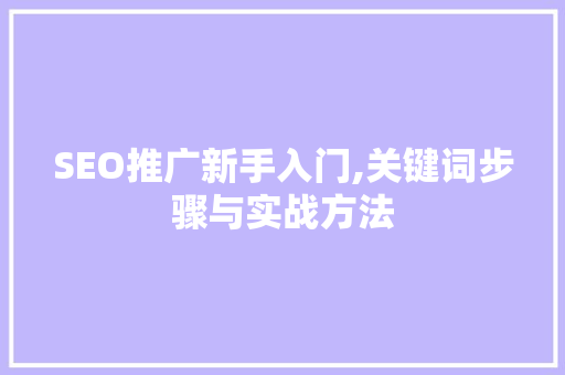 SEO推广新手入门,关键词步骤与实战方法