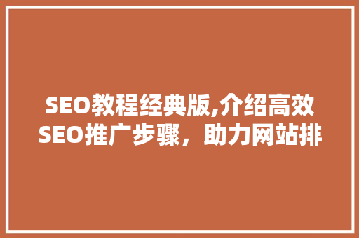 SEO教程经典版,介绍高效SEO推广步骤，助力网站排名提升