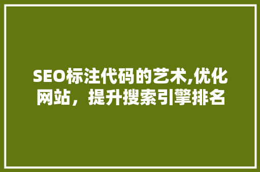 SEO标注代码的艺术,优化网站，提升搜索引擎排名