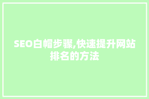 SEO白帽步骤,快速提升网站排名的方法