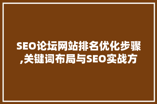 SEO论坛网站排名优化步骤,关键词布局与SEO实战方法