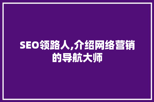 SEO领路人,介绍网络营销的导航大师
