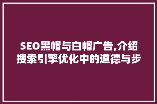 SEO黑帽与白帽广告,介绍搜索引擎优化中的道德与步骤