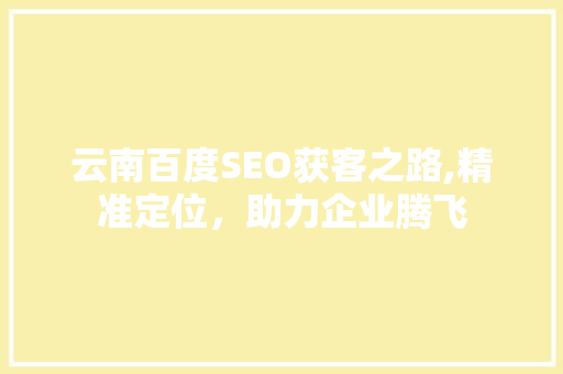 云南百度SEO获客之路,精准定位，助力企业腾飞