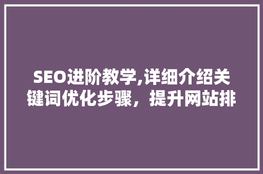 SEO进阶教学,详细介绍关键词优化步骤，提升网站排名