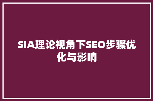 SIA理论视角下SEO步骤优化与影响