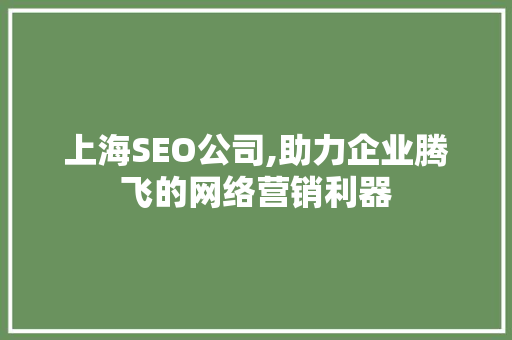 上海SEO公司,助力企业腾飞的网络营销利器