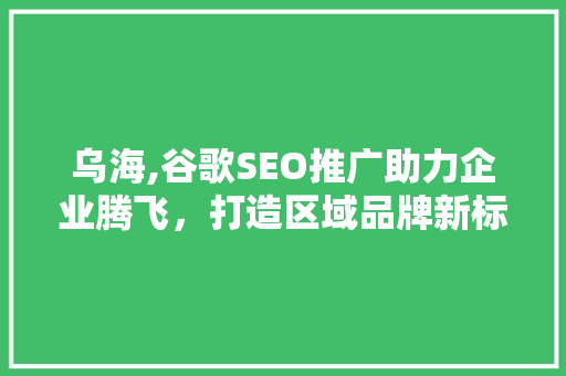 乌海,谷歌SEO推广助力企业腾飞，打造区域品牌新标杆