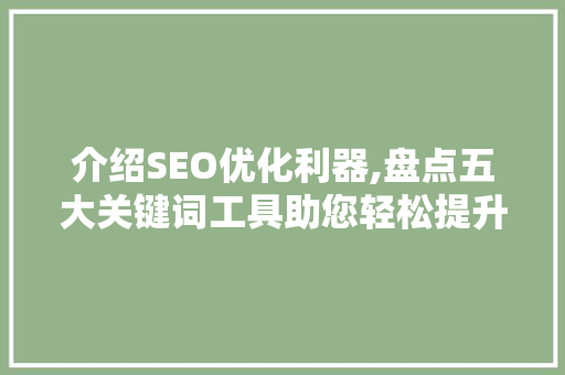 介绍SEO优化利器,盘点五大关键词工具助您轻松提升网站排名