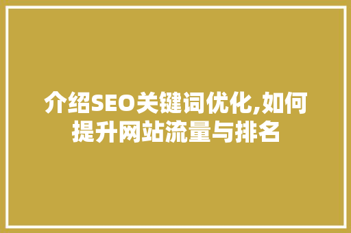 介绍SEO关键词优化,如何提升网站流量与排名