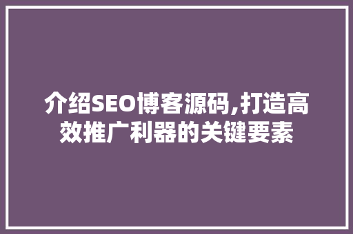 介绍SEO博客源码,打造高效推广利器的关键要素  第1张