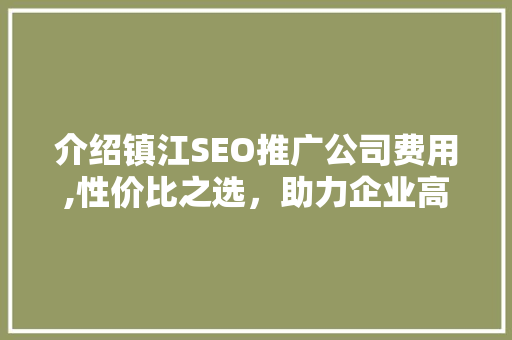 介绍镇江SEO推广公司费用,性价比之选，助力企业高效营销