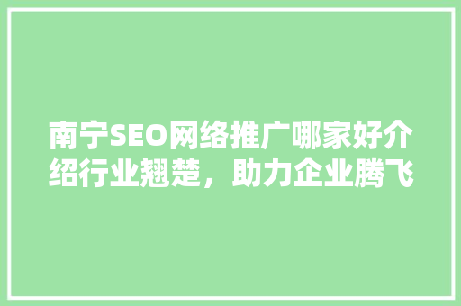 南宁SEO网络推广哪家好介绍行业翘楚，助力企业腾飞