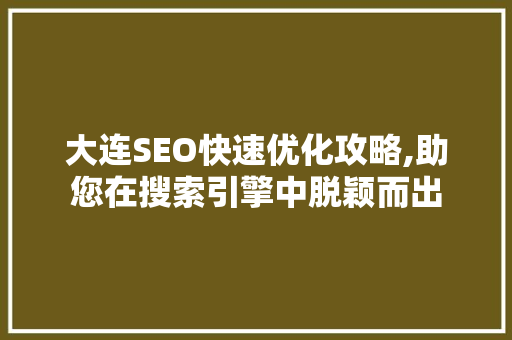大连SEO快速优化攻略,助您在搜索引擎中脱颖而出