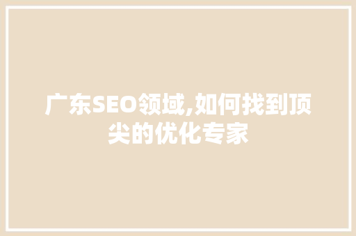 广东SEO领域,如何找到顶尖的优化专家
