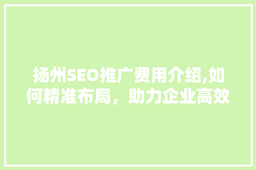 扬州SEO推广费用介绍,如何精准布局，助力企业高效营销