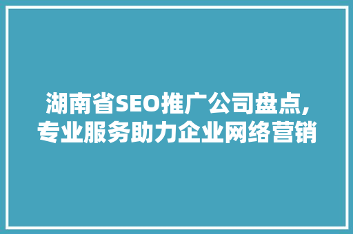 湖南省SEO推广公司盘点,专业服务助力企业网络营销