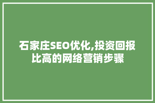 石家庄SEO优化,投资回报比高的网络营销步骤