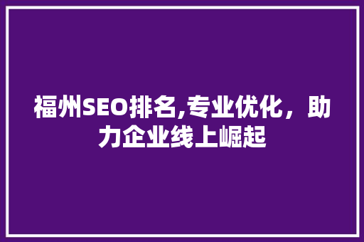 福州SEO排名,专业优化，助力企业线上崛起