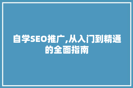 自学SEO推广,从入门到精通的全面指南