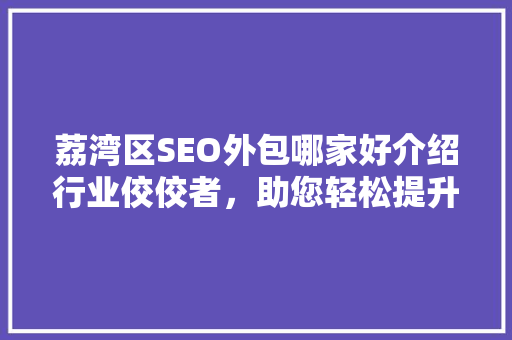 荔湾区SEO外包哪家好介绍行业佼佼者，助您轻松提升网站排名