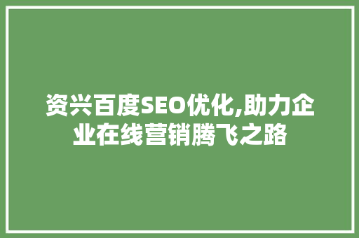 资兴百度SEO优化,助力企业在线营销腾飞之路