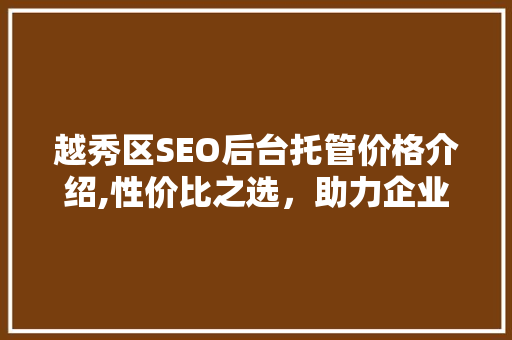 越秀区SEO后台托管价格介绍,性价比之选，助力企业腾飞