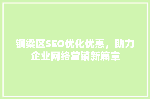 铜梁区SEO优化优惠，助力企业网络营销新篇章