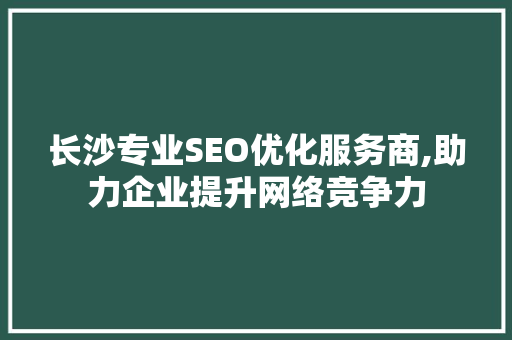 长沙专业SEO优化服务商,助力企业提升网络竞争力