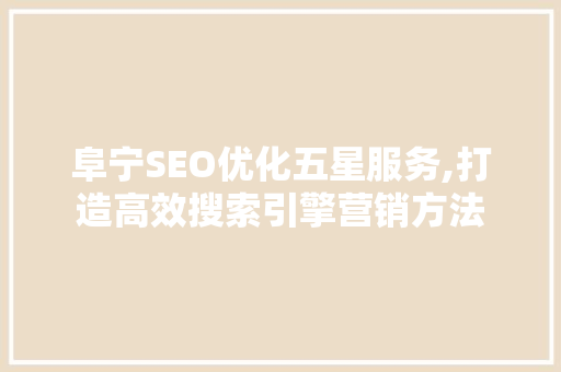 阜宁SEO优化五星服务,打造高效搜索引擎营销方法