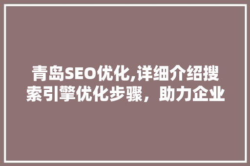 青岛SEO优化,详细介绍搜索引擎优化步骤，助力企业提升网络曝光率