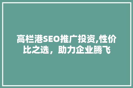高栏港SEO推广投资,性价比之选，助力企业腾飞